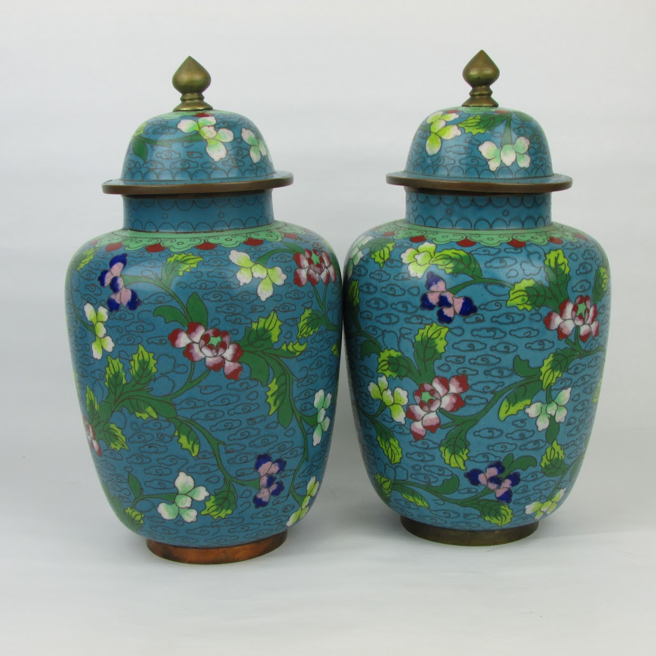 Cloisonné Lidded Jar Pair