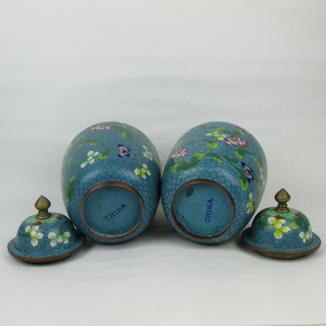 Cloisonné Lidded Jar Pair