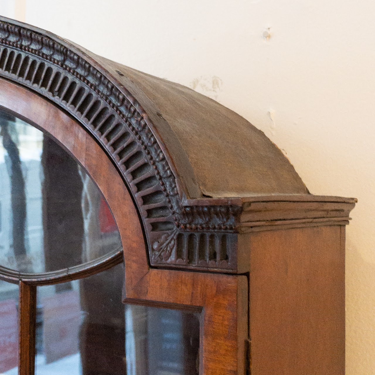 Antique Roll Front Secretary With Flame Mahogany Veneers