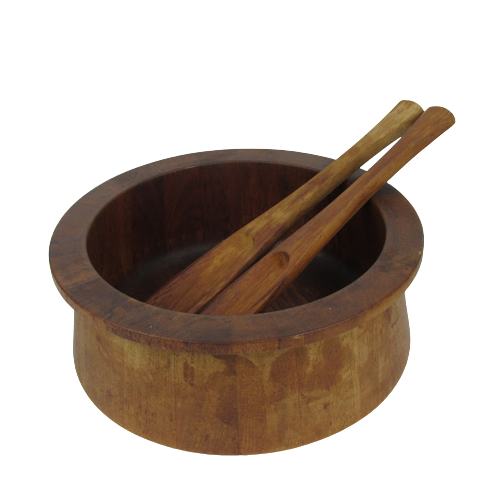 Dansk Teak Wood Salad Bowl & Utensils