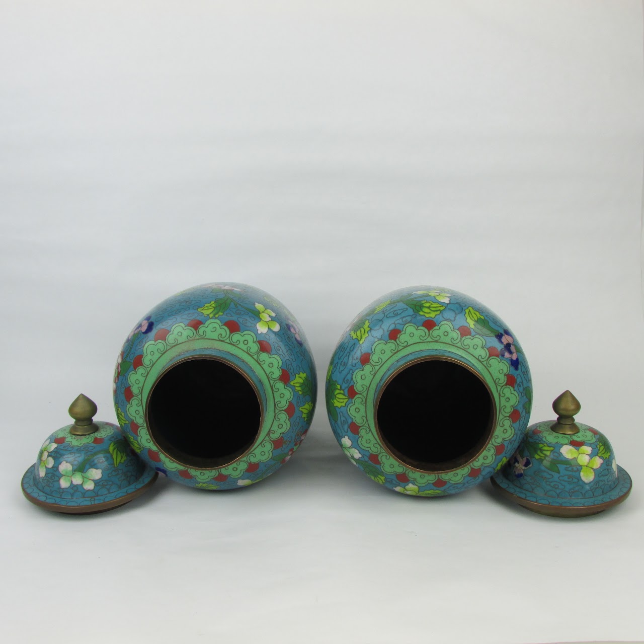 Cloisonné Lidded Jar Pair