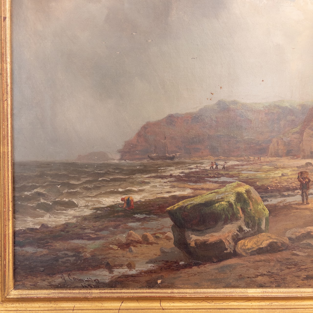 George Cammidge Antique Mudlarks on the Beach Painting