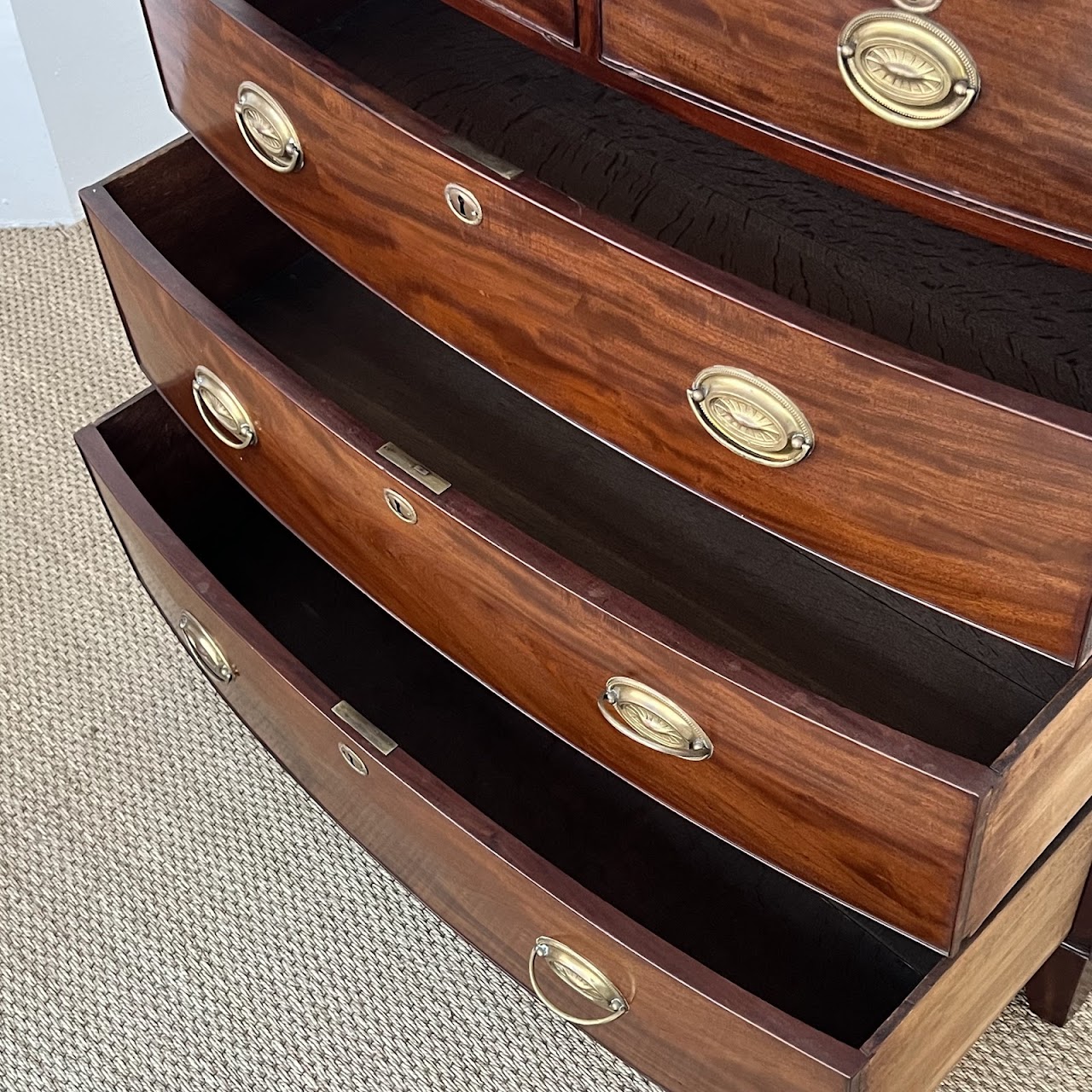 English Bow Front Mahogany Dresser