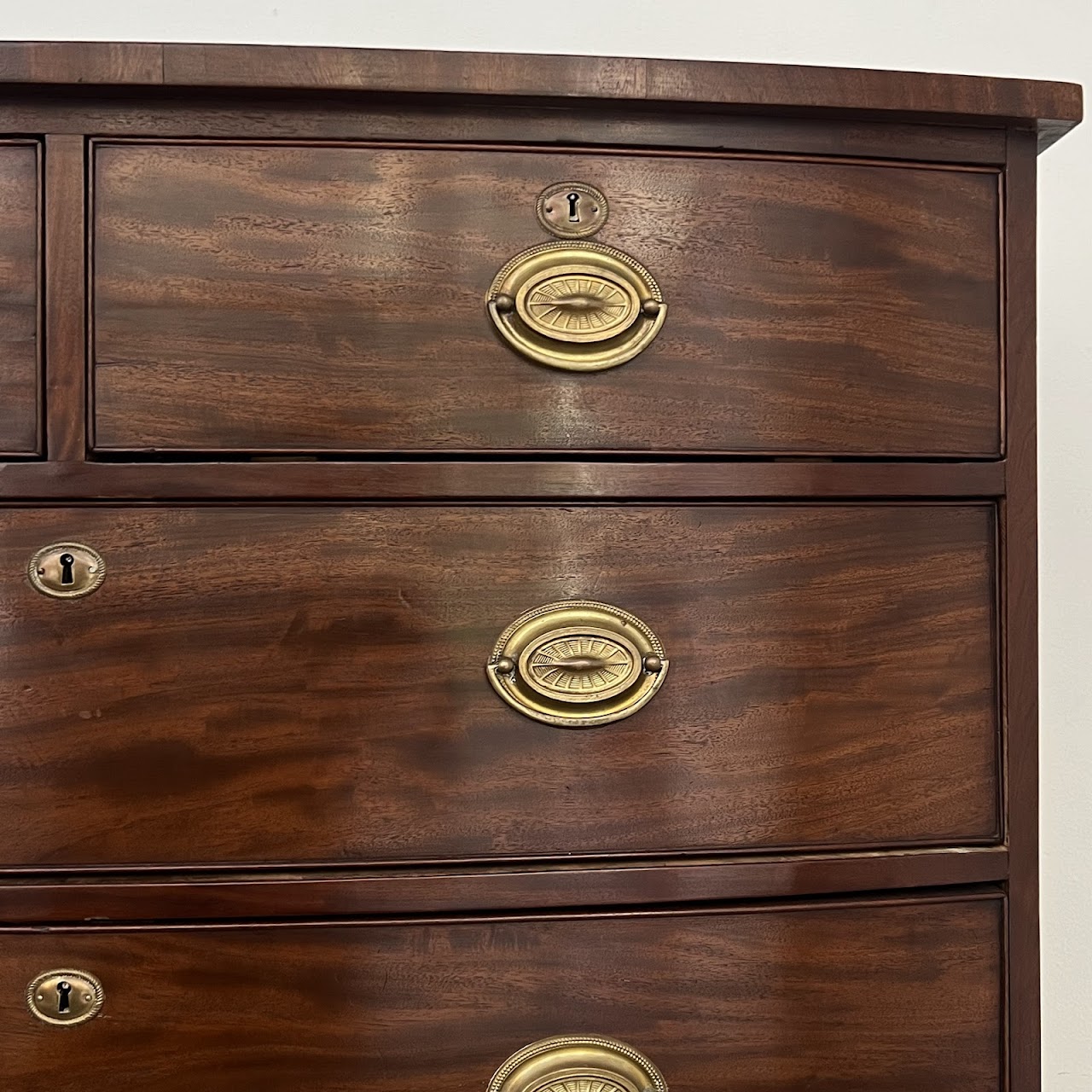 English Bow Front Mahogany Dresser