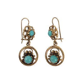 14K Gold and Turquoise Dangle Earrings