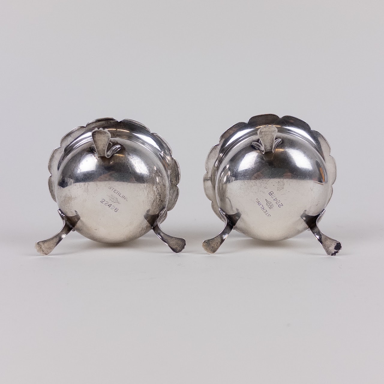 Sterling Silver Footed Salt Cellar Pair