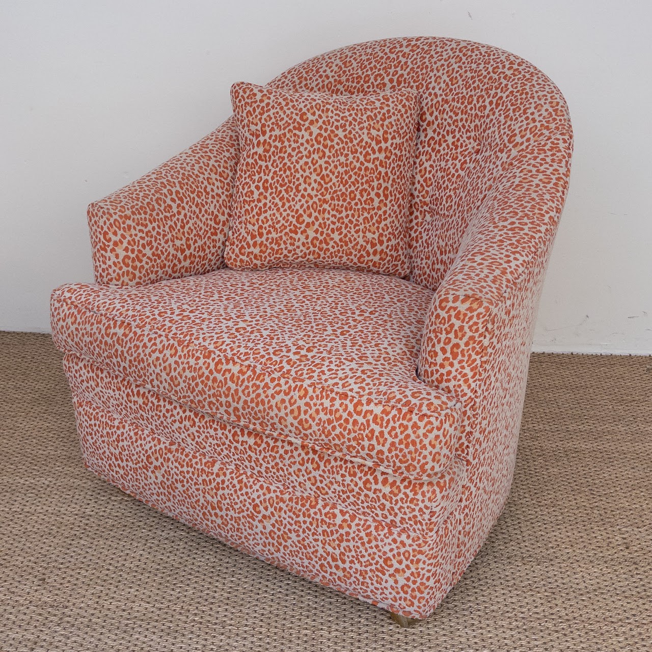 Ruben Avesyan Coral Ocelet Upholstered Barrel Back Chair Pair