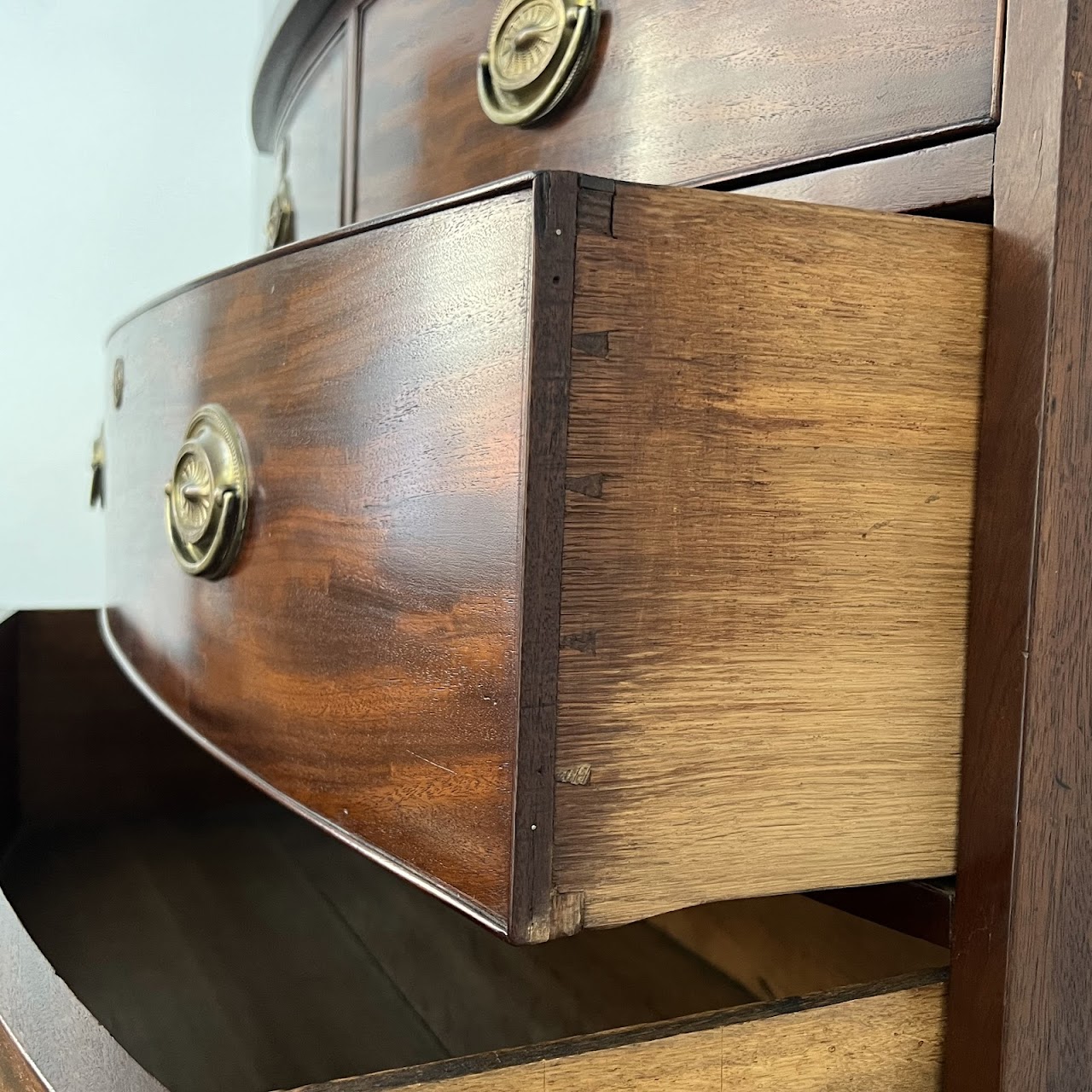 English Bow Front Mahogany Dresser