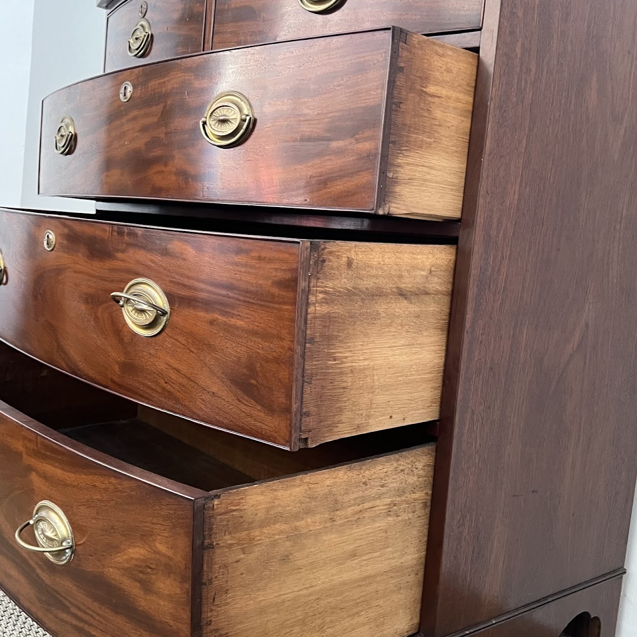 English Bow Front Mahogany Dresser