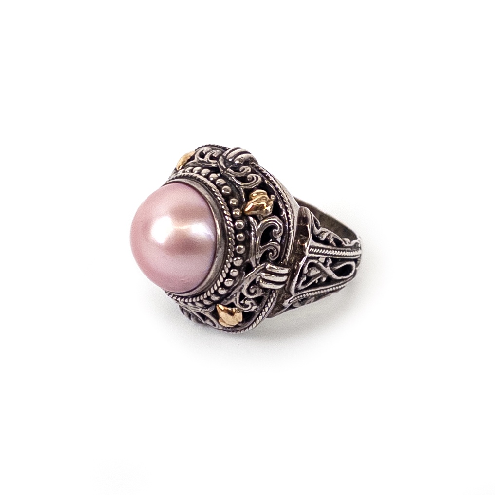 18K Gold and Sterling Silver Pearl Cocktail Ring