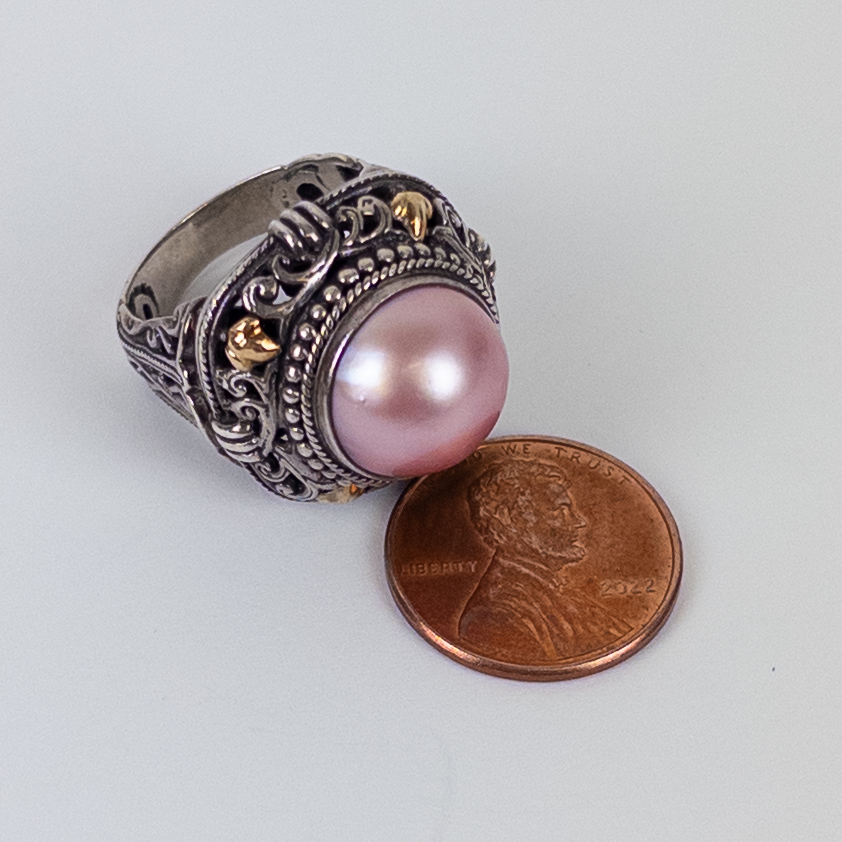 18K Gold and Sterling Silver Pearl Cocktail Ring