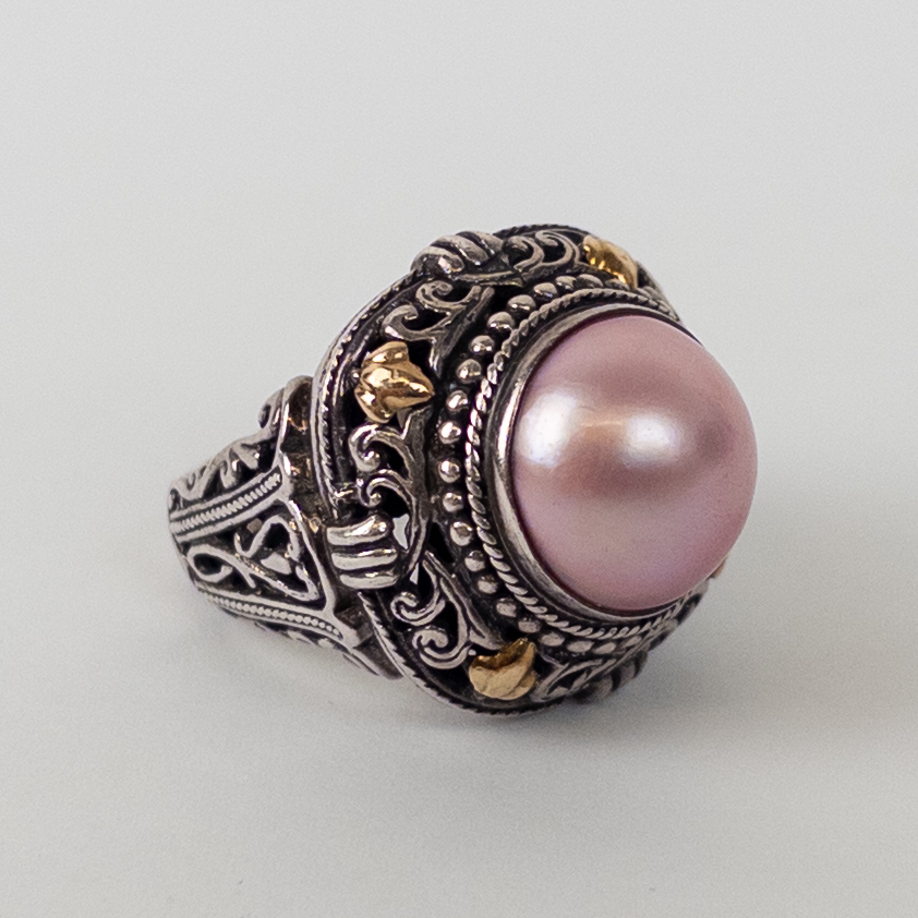 18K Gold and Sterling Silver Pearl Cocktail Ring