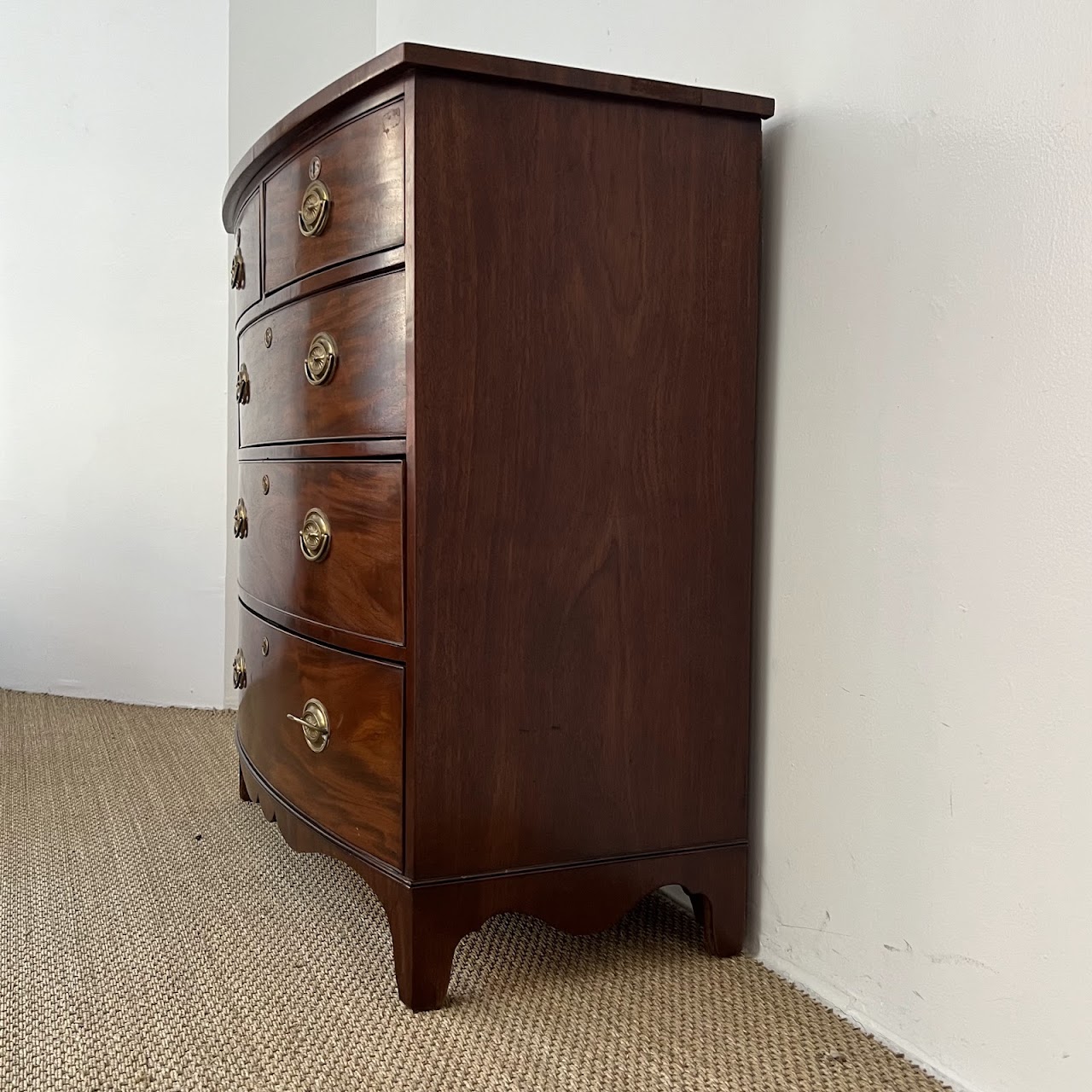 English Bow Front Mahogany Dresser