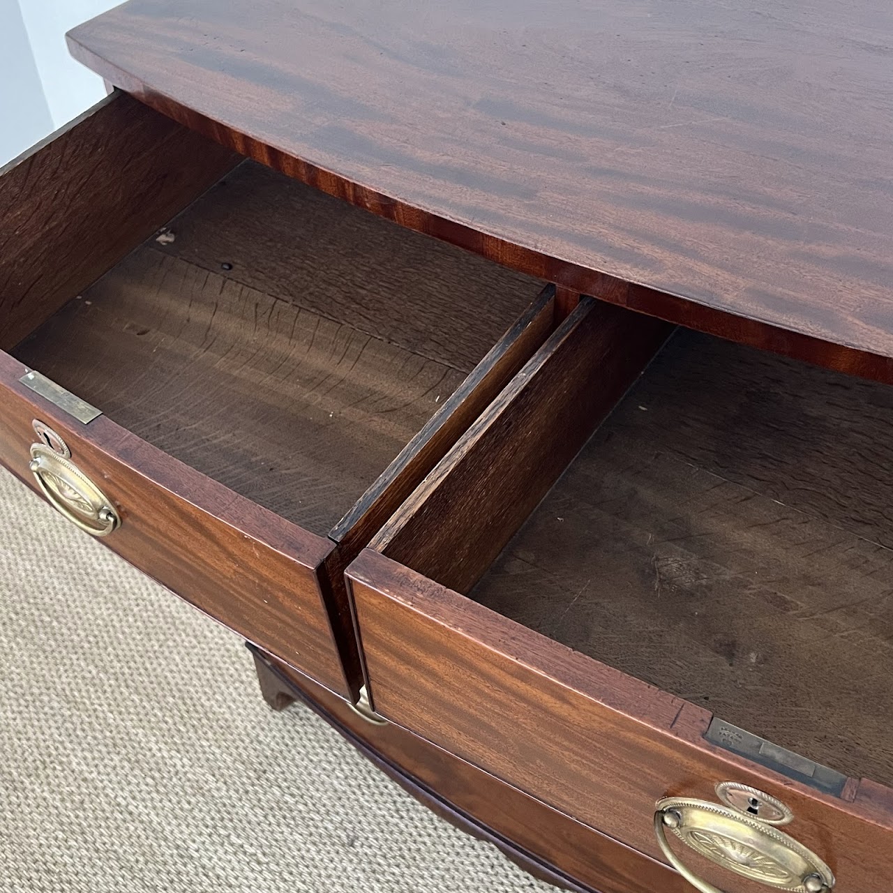 English Bow Front Mahogany Dresser