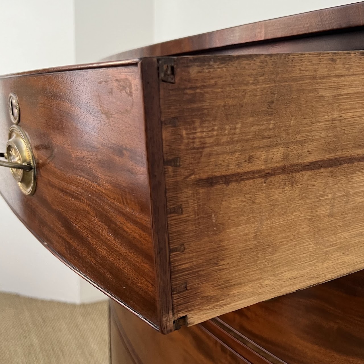 English Bow Front Mahogany Dresser