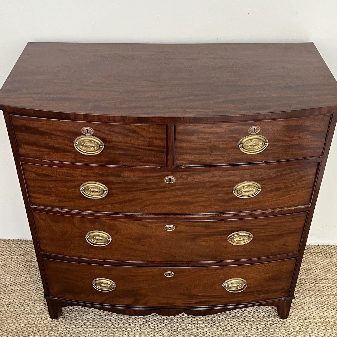 English Bow Front Mahogany Dresser