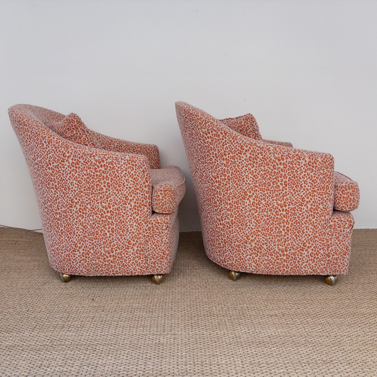 Ruben Avesyan Coral Ocelet Upholstered Barrel Back Chair Pair