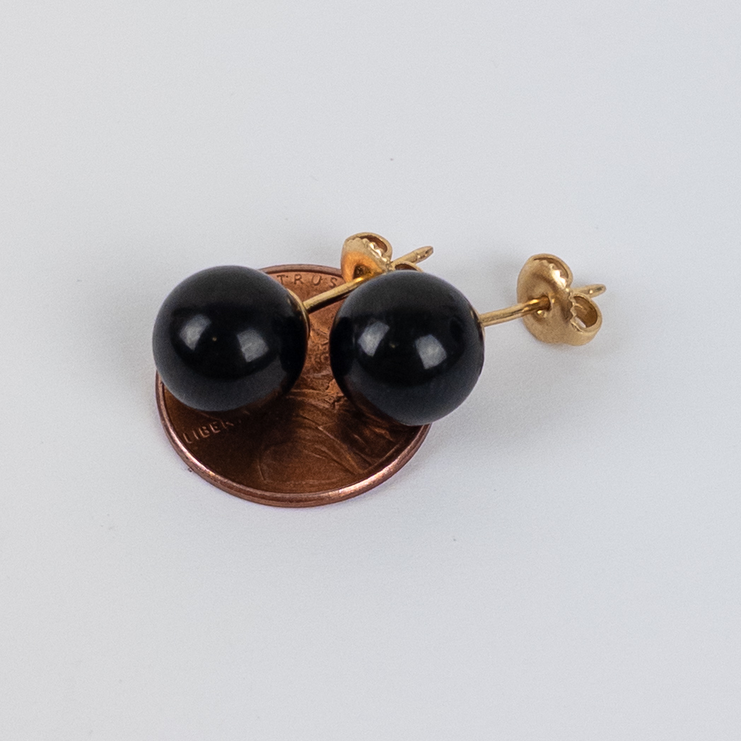 14K Gold and Obsidian Earrings