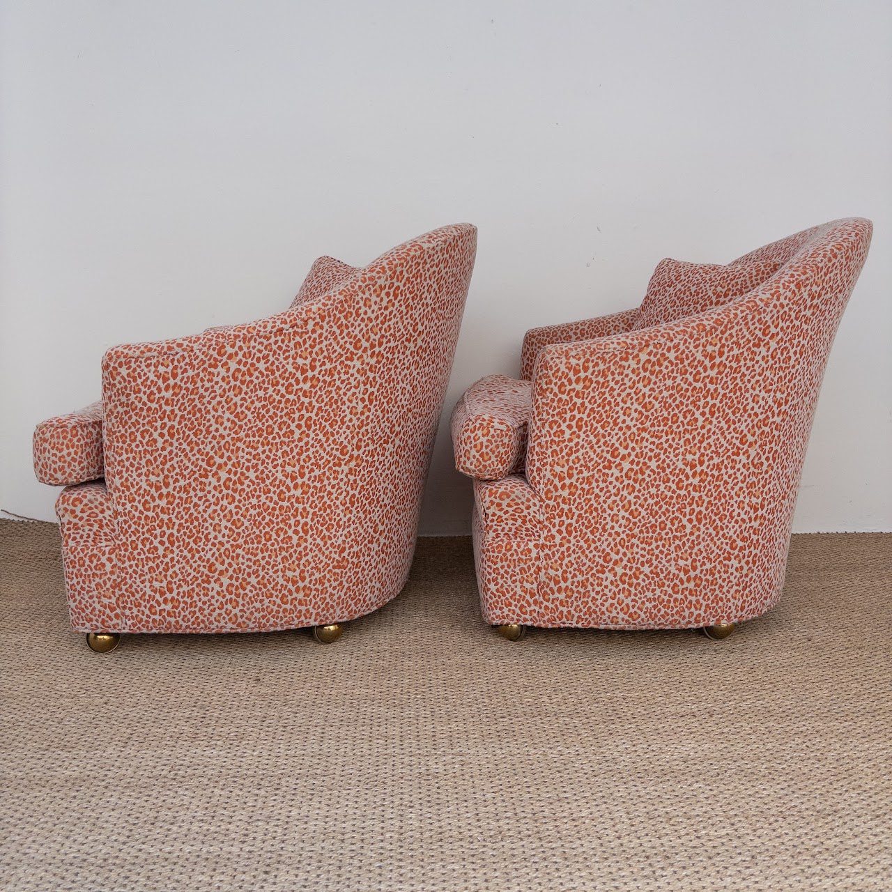 Ruben Avesyan Coral Ocelet Upholstered Barrel Back Chair Pair