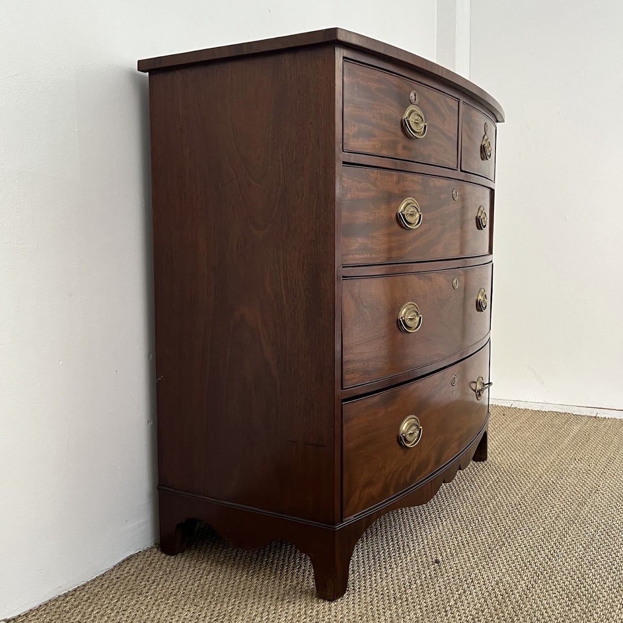 English Bow Front Mahogany Dresser