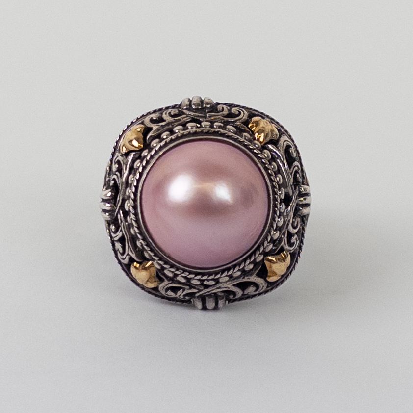 18K Gold and Sterling Silver Pearl Cocktail Ring