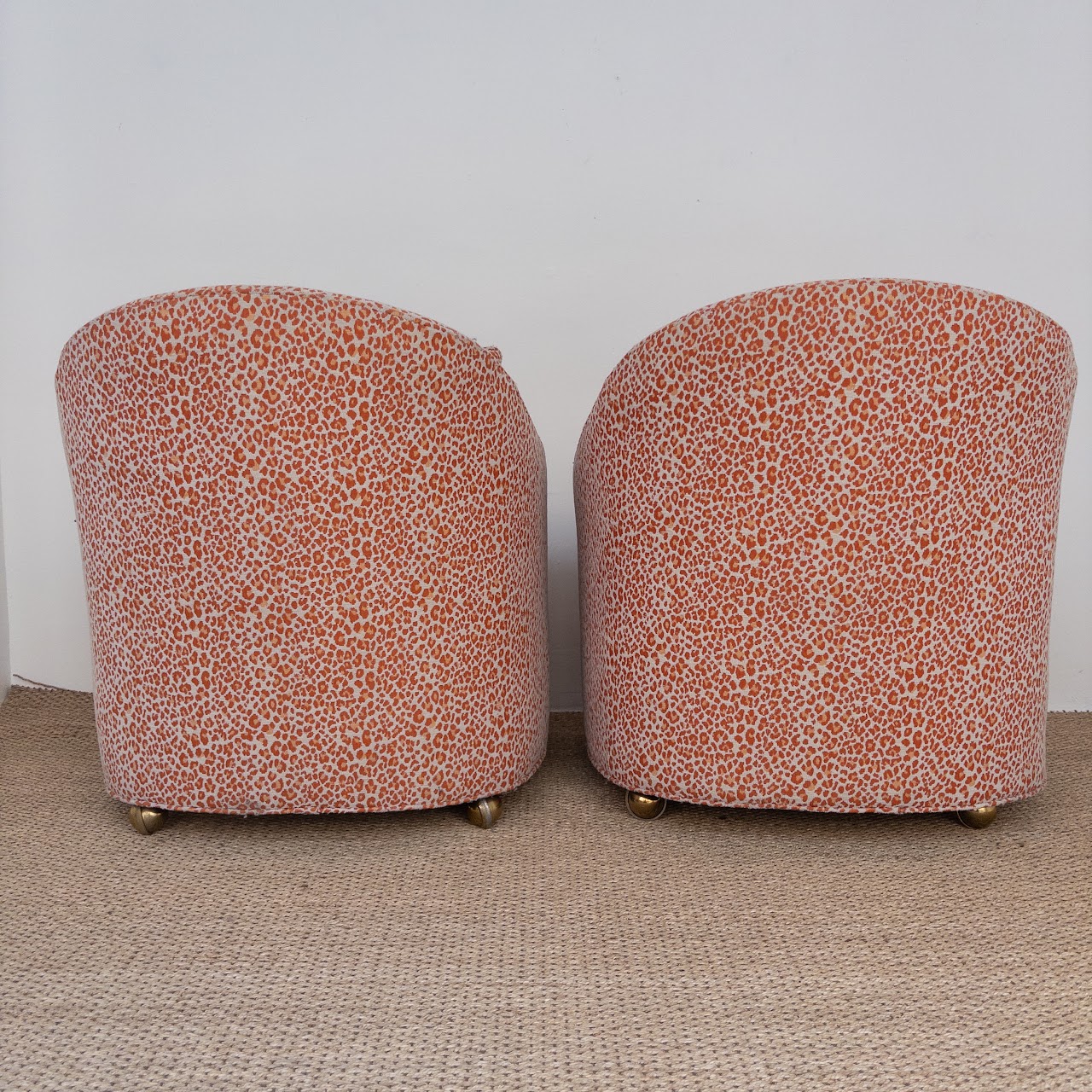 Ruben Avesyan Coral Ocelet Upholstered Barrel Back Chair Pair