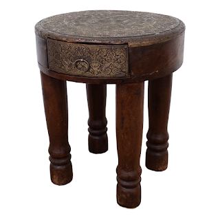 Rustic Brass Clad Accent Side Table