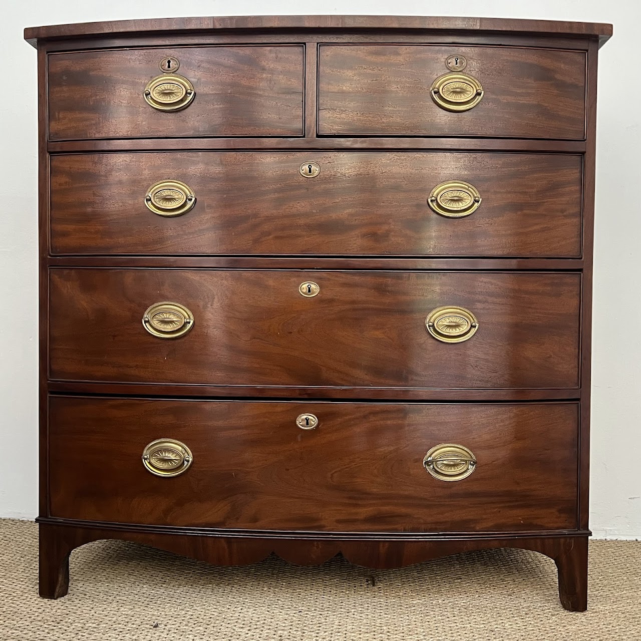 English Bow Front Mahogany Dresser