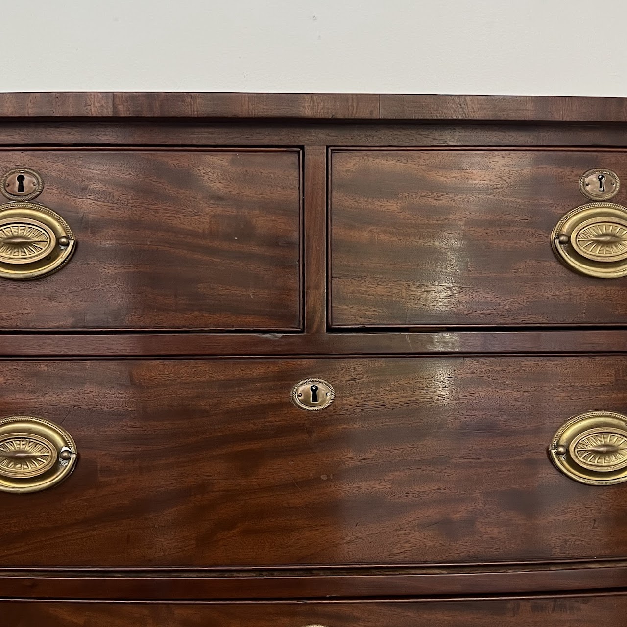 English Bow Front Mahogany Dresser