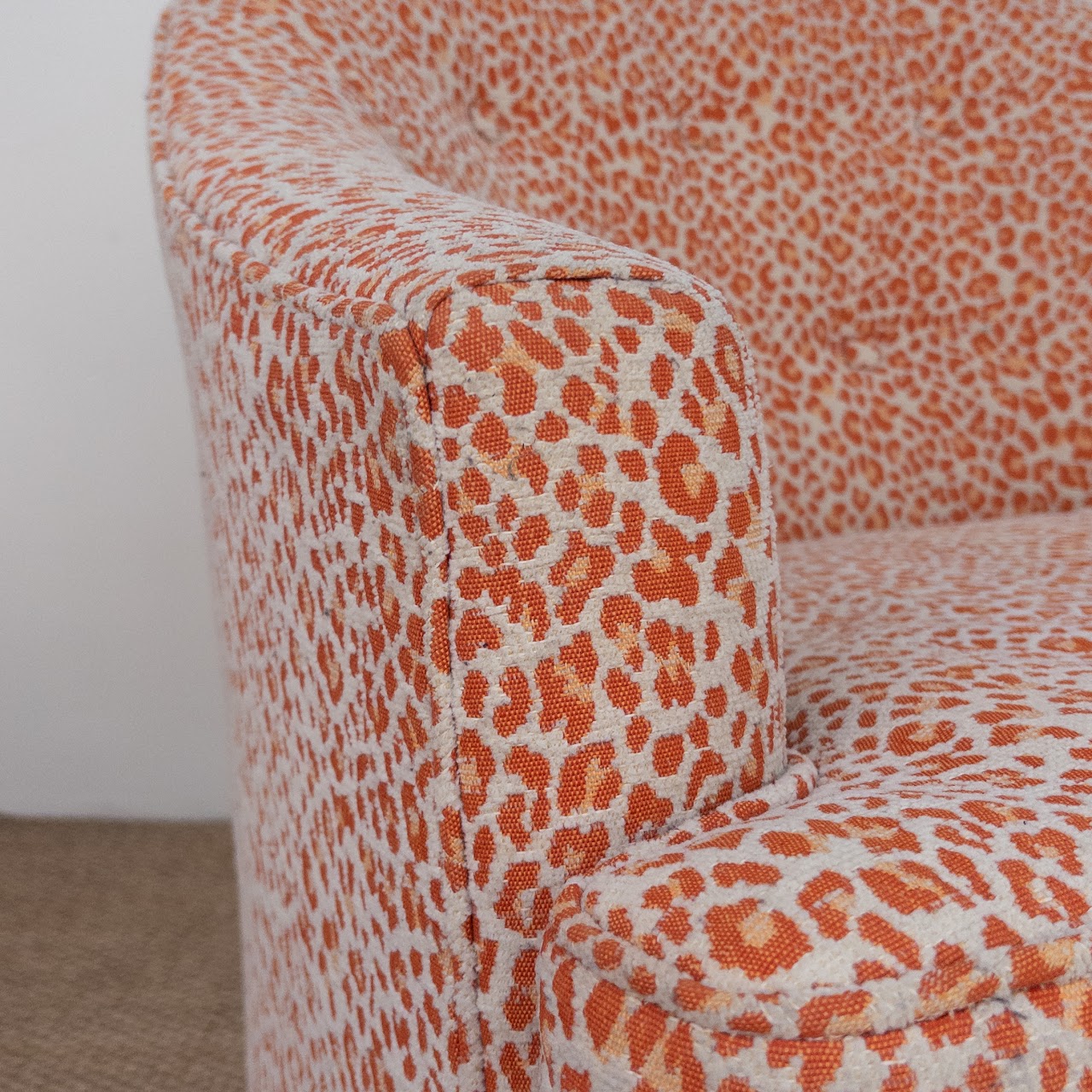 Ruben Avesyan Coral Ocelet Upholstered Barrel Back Chair Pair