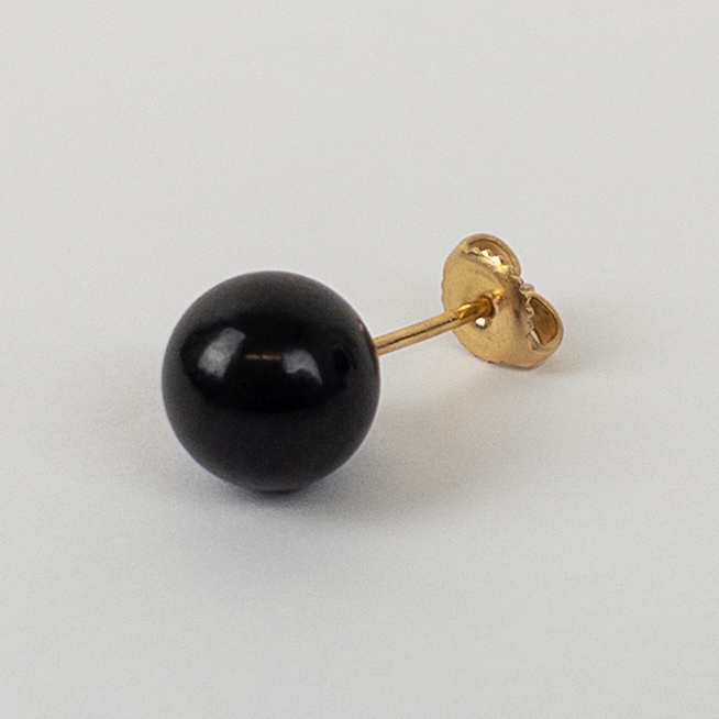 14K Gold and Obsidian Earrings