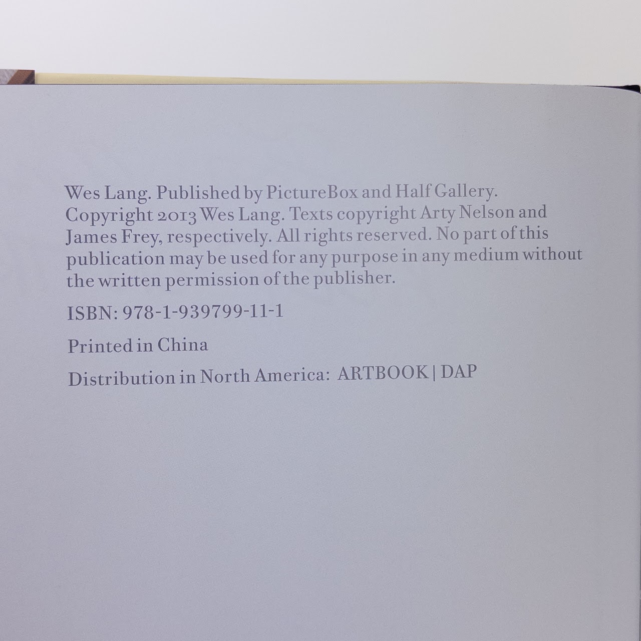 Wes Lang Inscribed Monograph