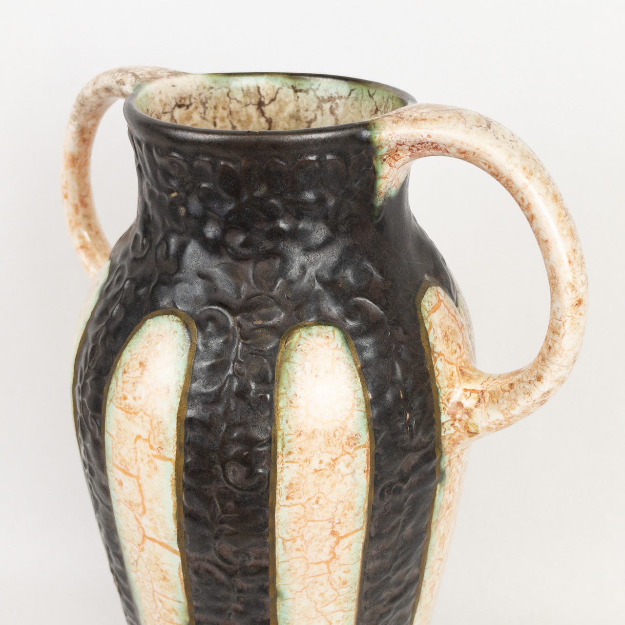 Vintage Cracked Glaze Striped  Vase