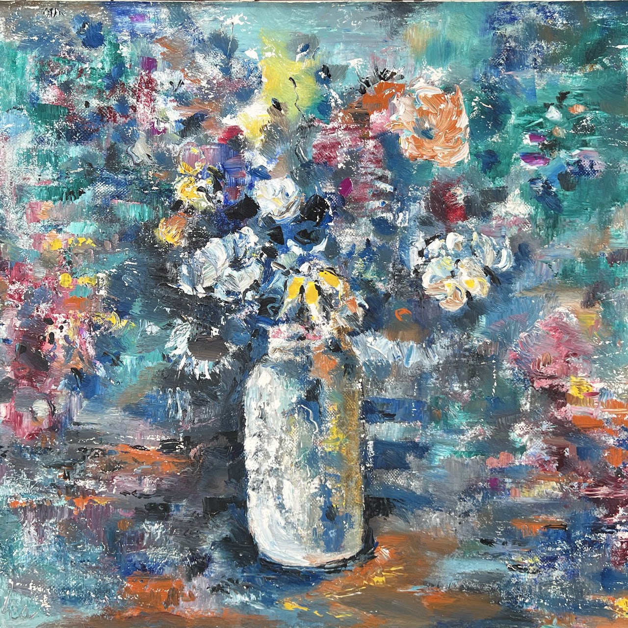 Charles Melohs Signed 'Spring Bouquet' Oil Painting, 1960