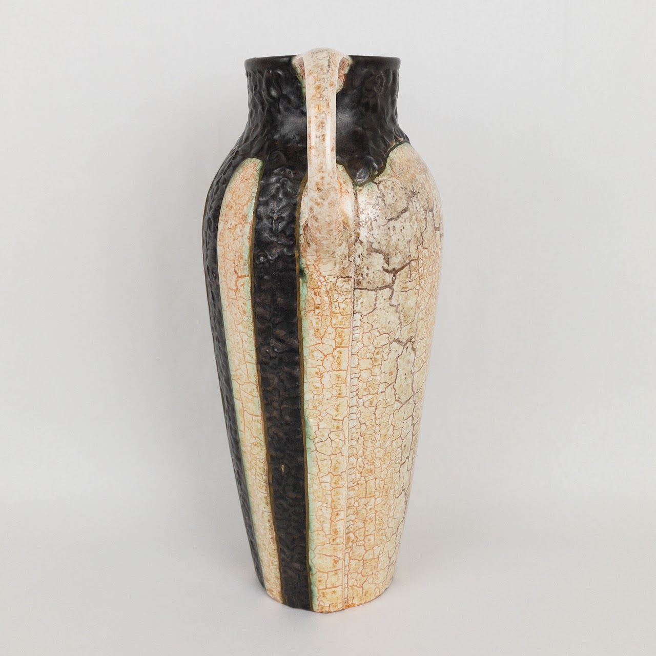 Vintage Cracked Glaze Striped  Vase
