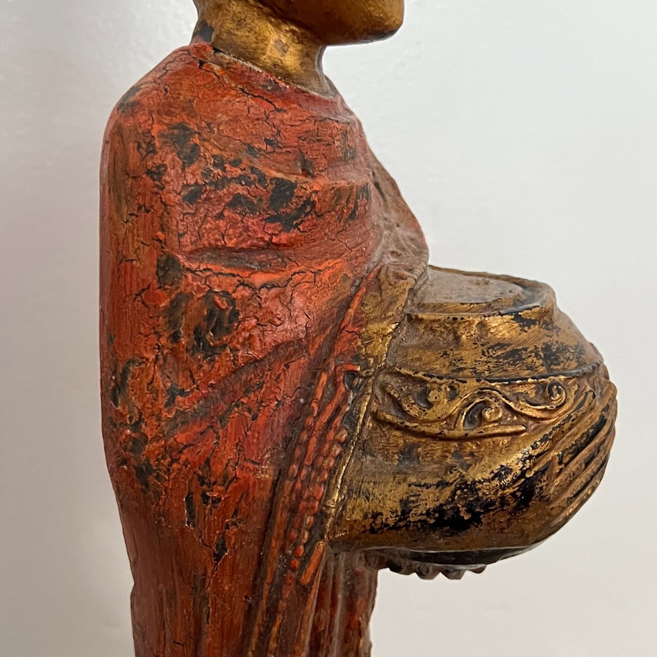 Burmese Buddhist Monk Carving Trio