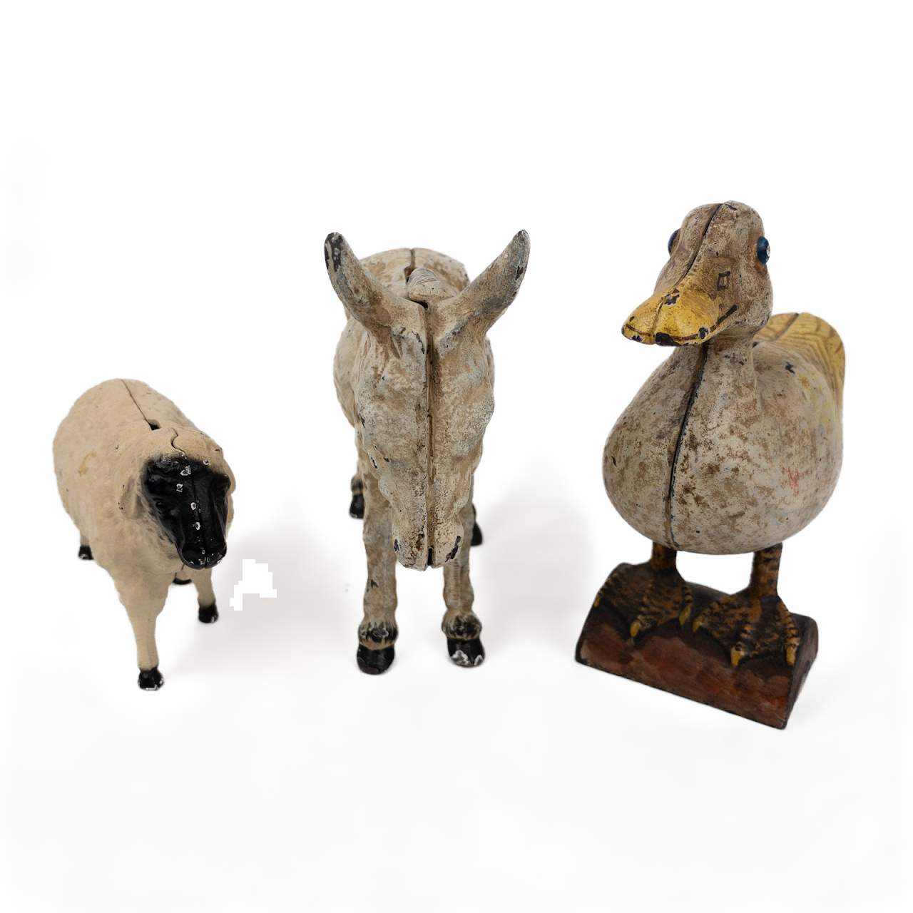 Cast Iron Barnyard Animals Vintage Bank Trio