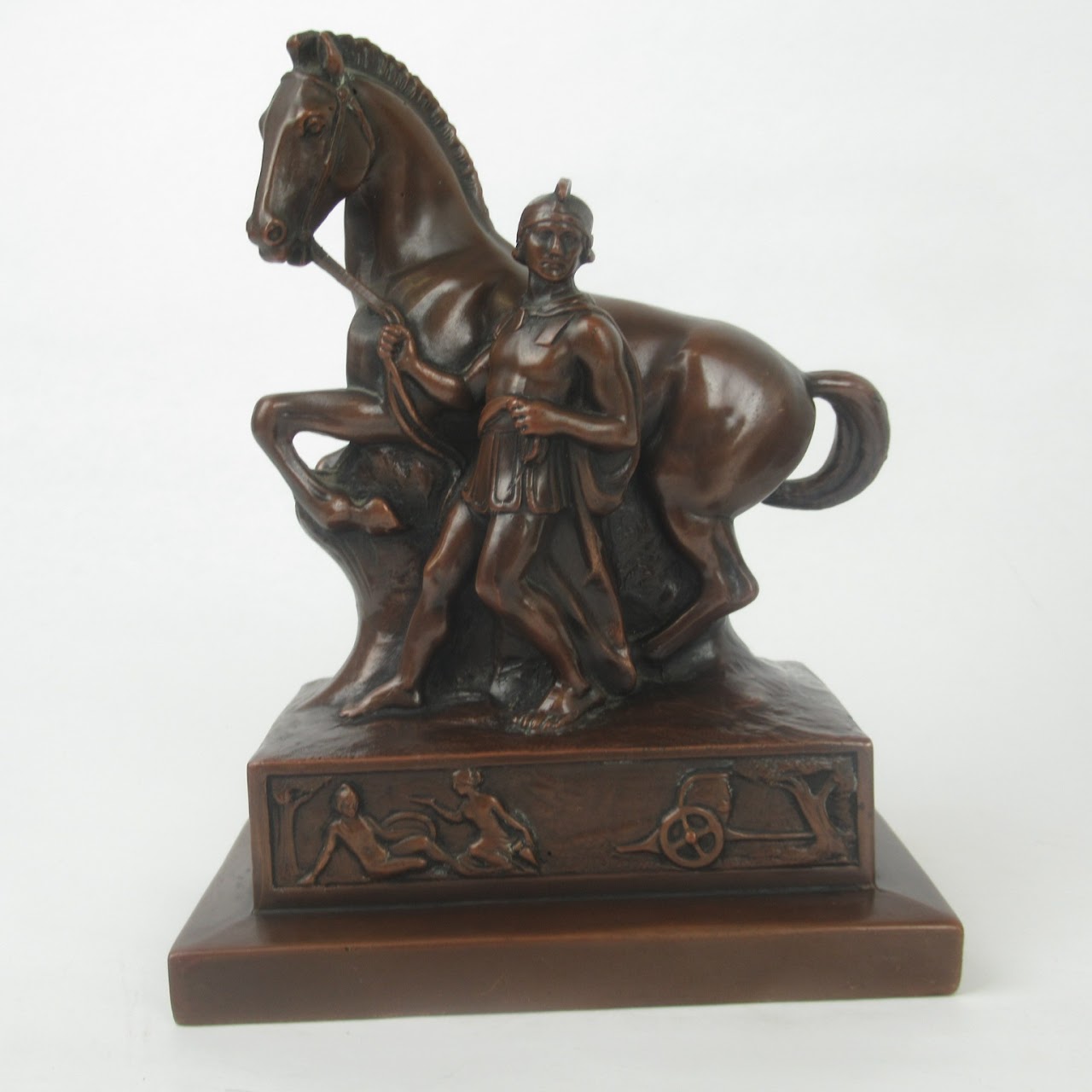 Roman Soldier & Horse Bronze Bookend Pair