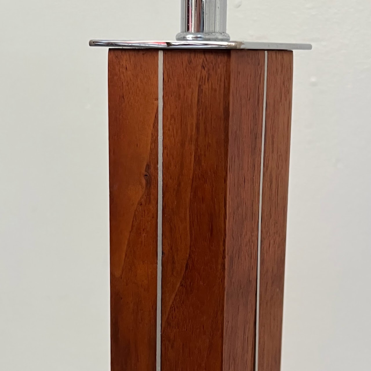 Walter von Nessen Chrome & Walnut Mid-Century Modernist Table Lamp Pair