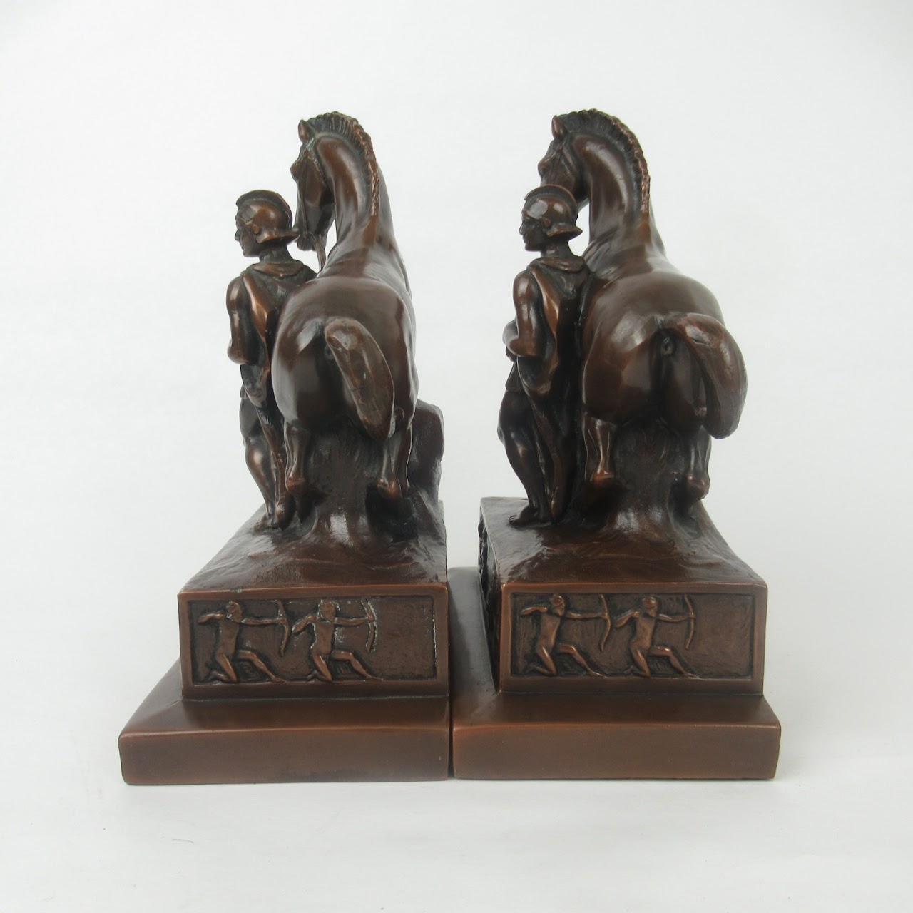 Roman Soldier & Horse Bronze Bookend Pair