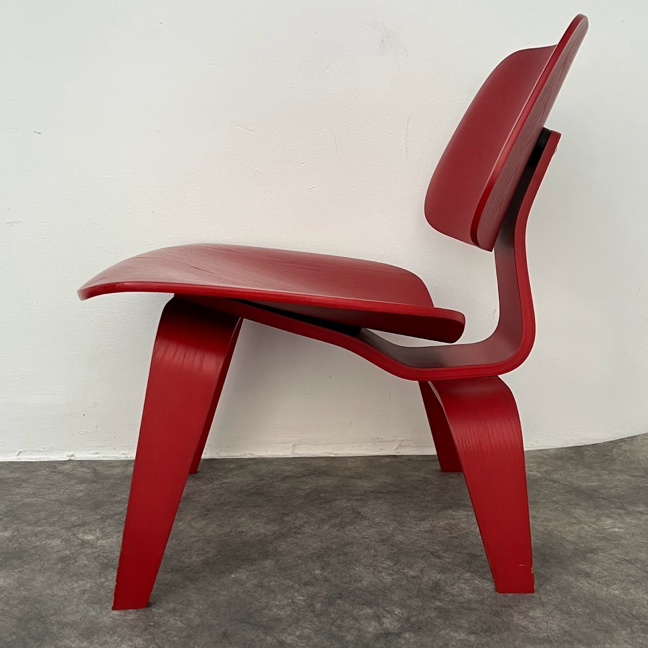 Eames + Herman Miller Molded Plywood LCW Red Lounge Chair