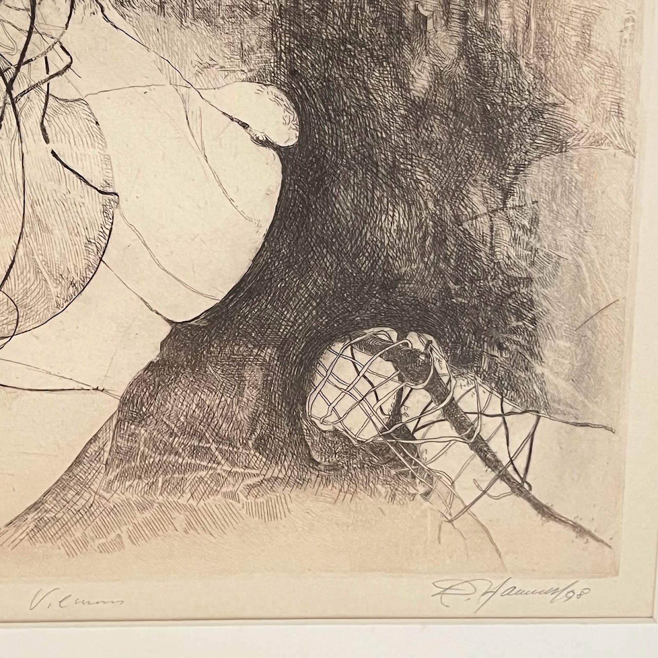 Contemporary Surrealist Signed Drypoint Etching