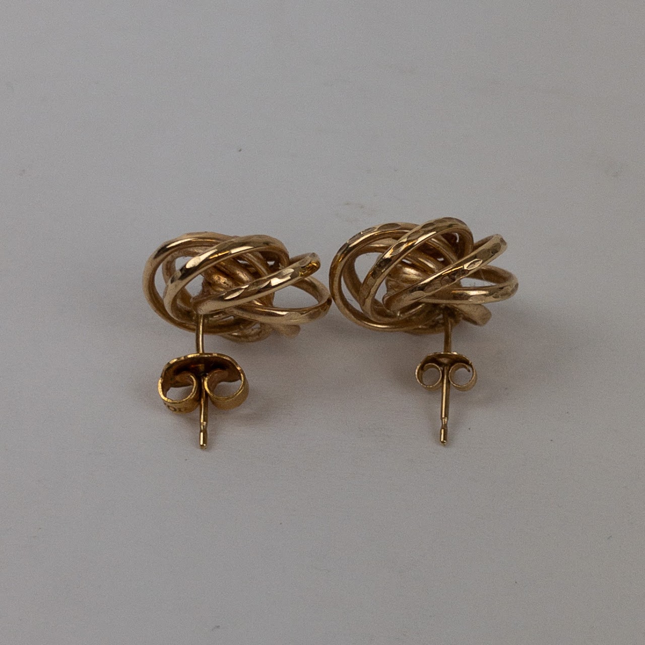 14K Yellow & Rose Gold Modernist Floral Motif Earrings