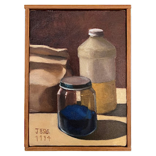 J. Leslie 'The Painting Supplies' Signed Still Life Oil Painting