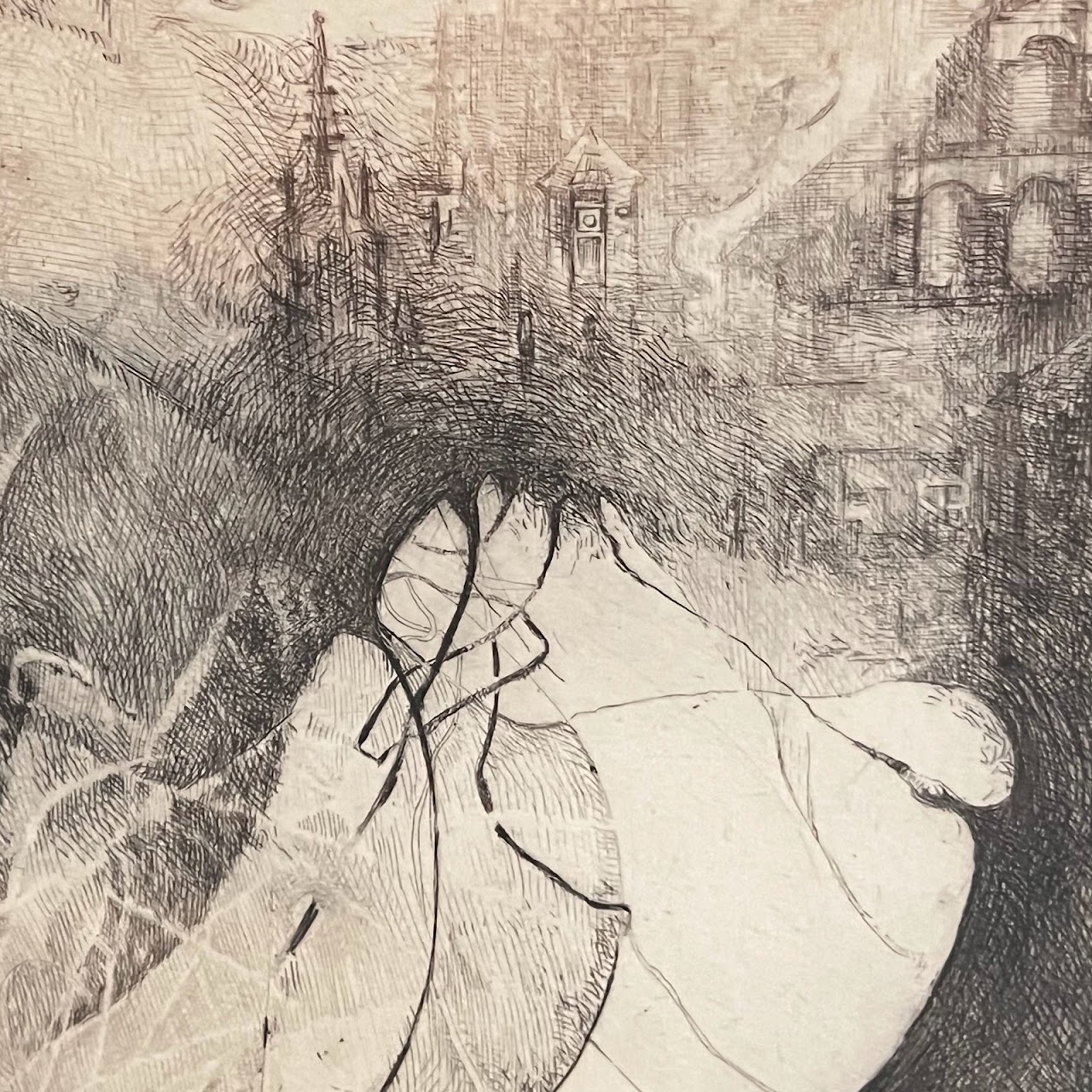 Contemporary Surrealist Signed Drypoint Etching