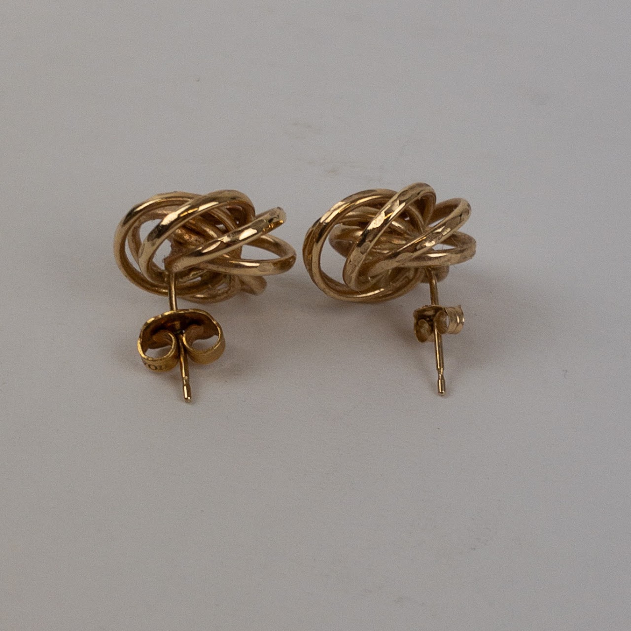 14K Yellow & Rose Gold Modernist Floral Motif Earrings