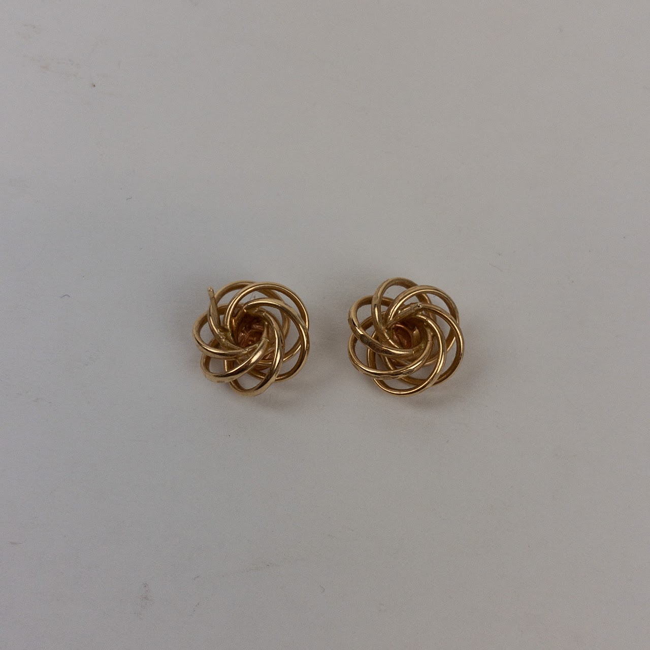 14K Yellow & Rose Gold Modernist Floral Motif Earrings