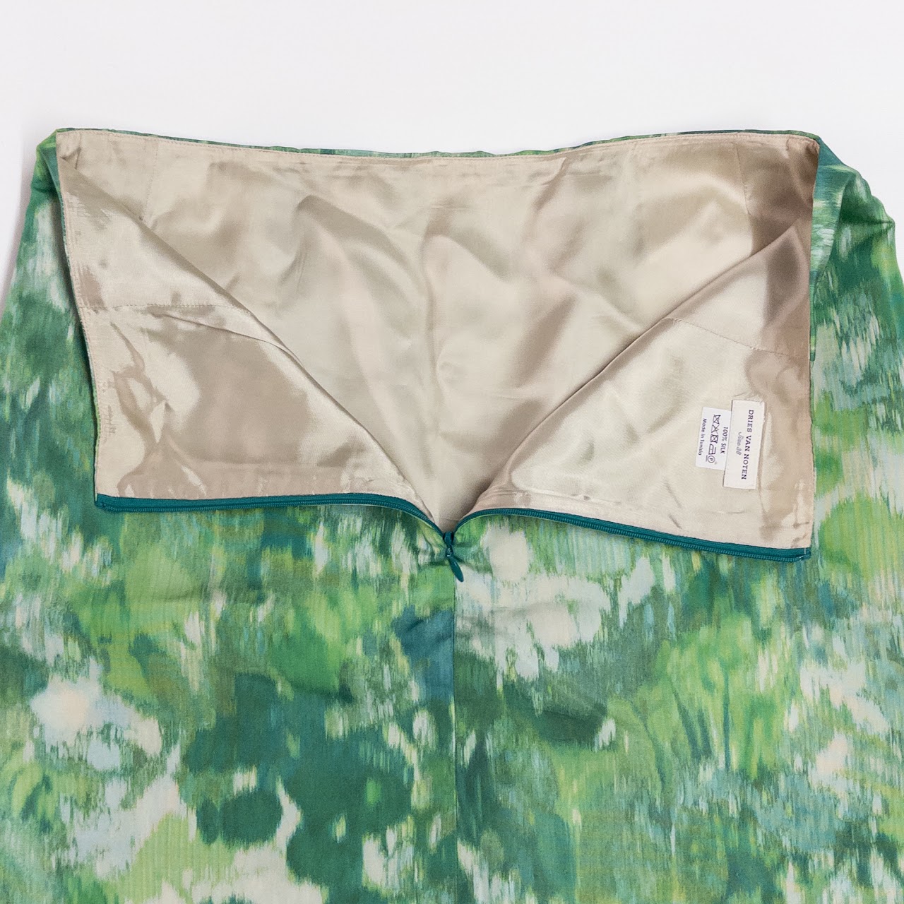 Dries Van Noten Silk Green Skirt