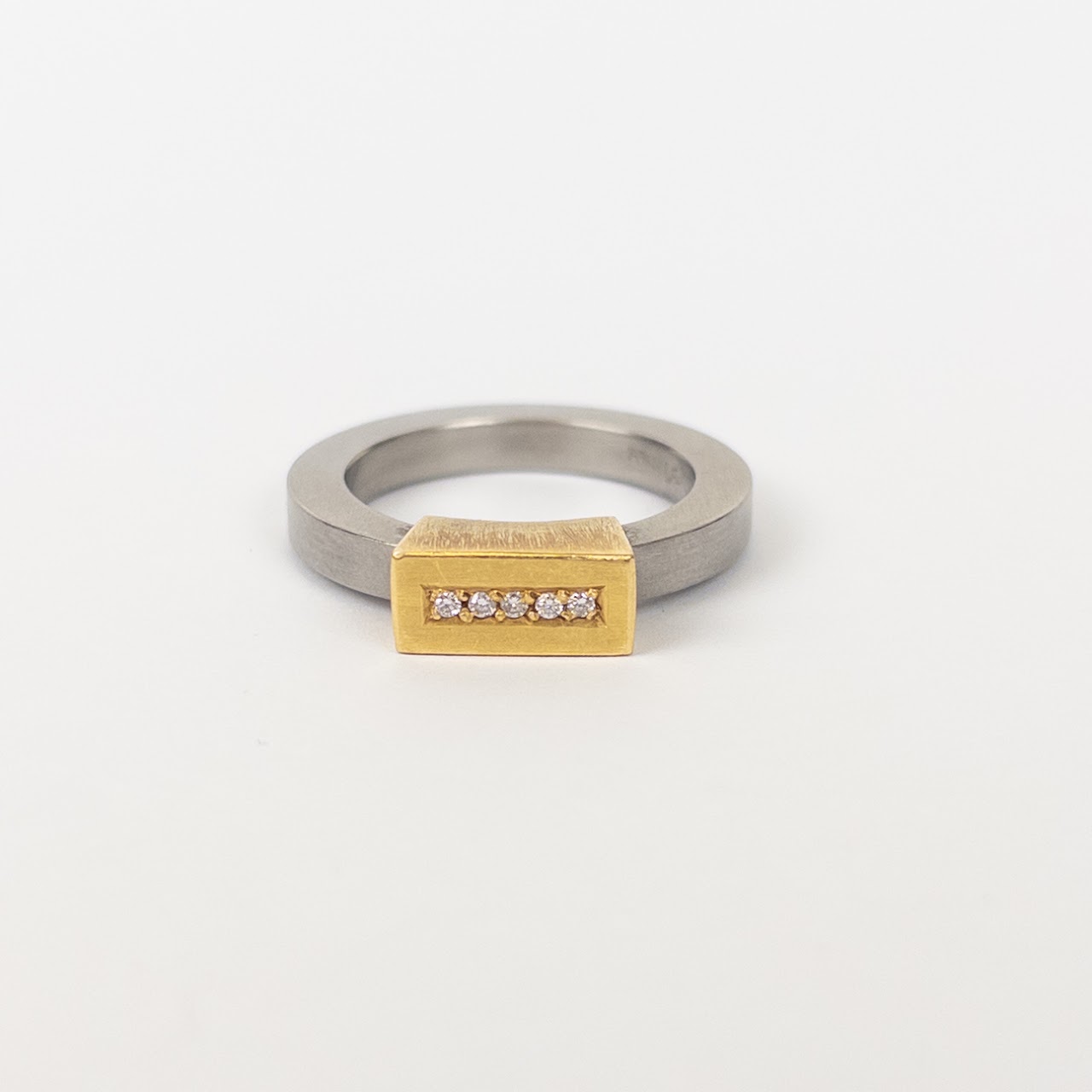 18K Gold, Diamond and Stainless Steel Ring