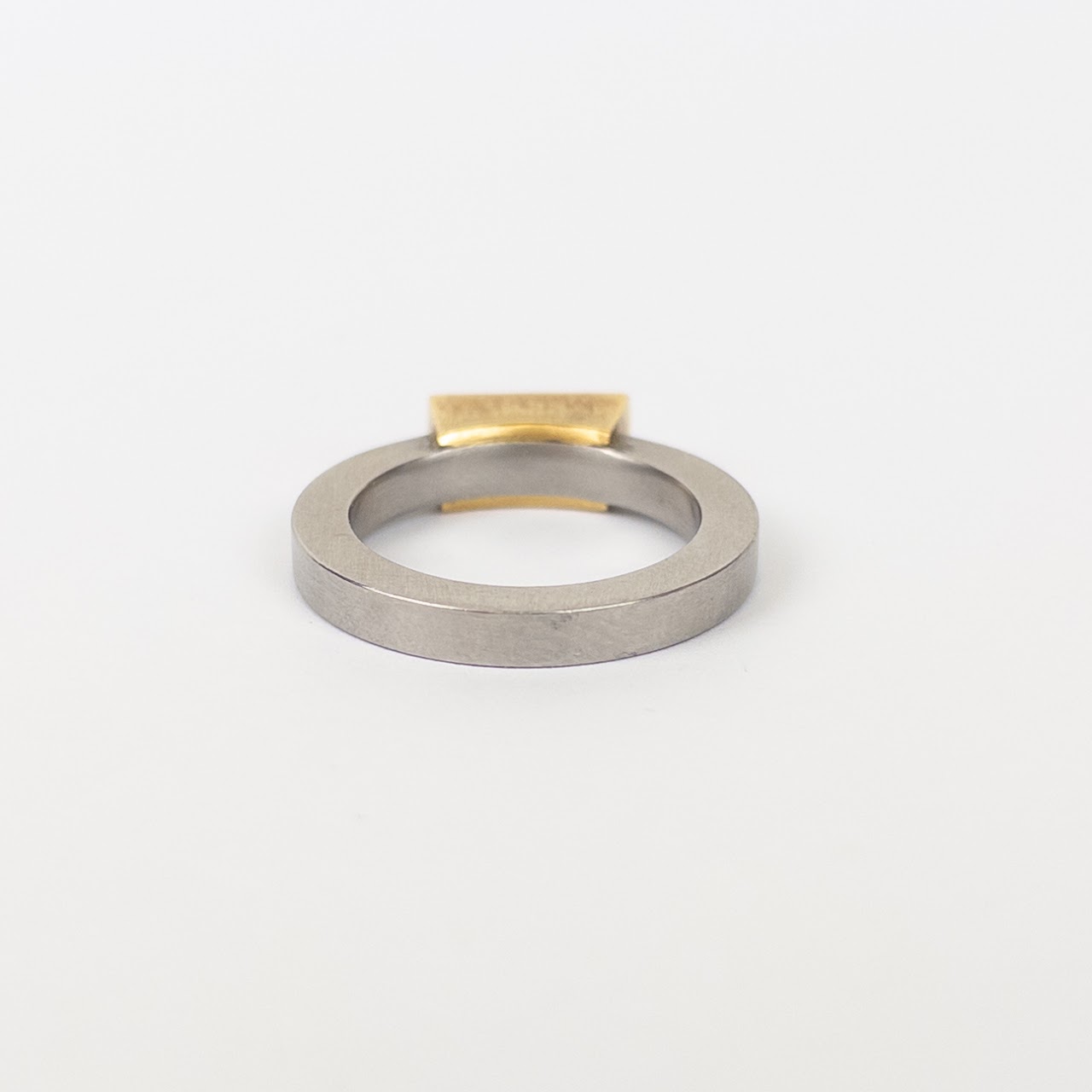 18K Gold, Diamond and Stainless Steel Ring